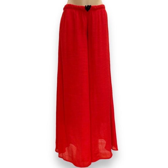 Red Flowy Wide Legged Palazzo Pants NEW - Picture 1 of 4